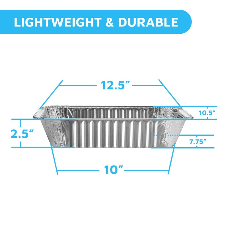 MontoPack 9x13 Aluminum Foil Half Size Roasting Pans with Lids | [20 Count] Premium Standard Size Chafing Tins for Baking, Catering & Roasting | Disposable Steam Table Trays | Great for Storing - Image 2